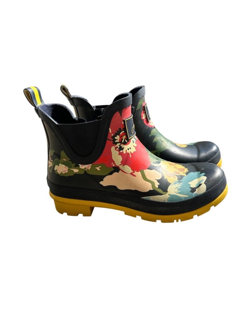 Joules Wellibob Floral Short Rain Boots Ankle Chelsea Waterproof Rubber US 7